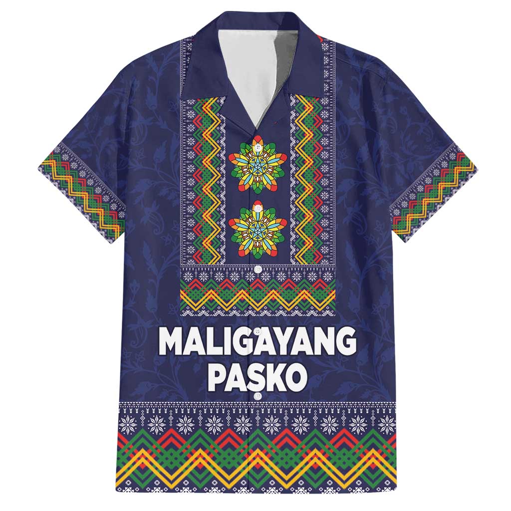 Philippines Merry Christmas Family Matching Short Sleeve Bodycon Dress and Hawaiian Shirt Maligayang Pasko with Parol and Xmas Pattern Barong Style