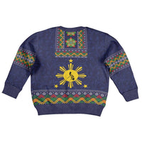 Philippines Merry Christmas Kid Ugly Christmas Sweater Maligayang Pasko with Parol and Xmas Pattern Barong Style