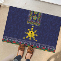 Philippines Merry Christmas Rubber Doormat Maligayang Pasko with Parol and Xmas Pattern Barong Style