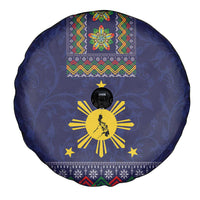 Philippines Merry Christmas Spare Tire Cover Maligayang Pasko with Parol and Xmas Pattern Barong Style