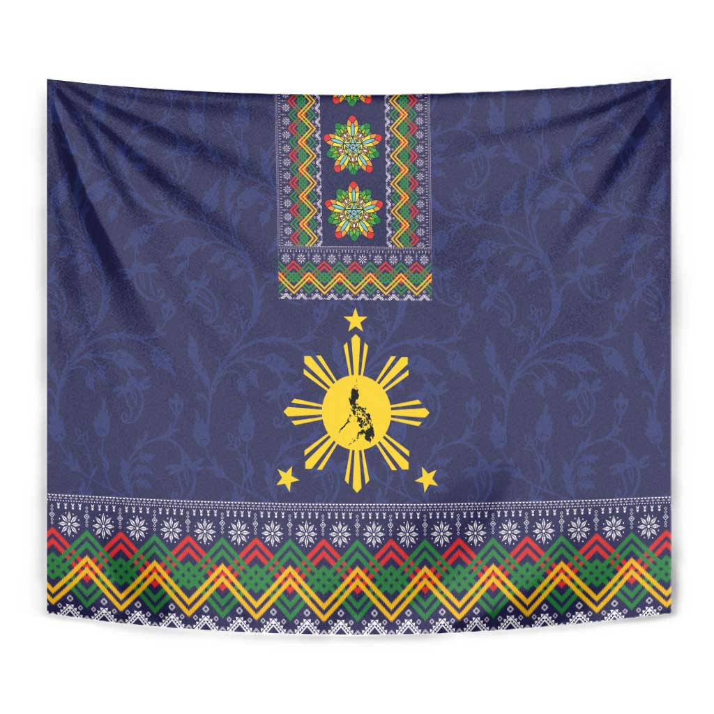 Philippines Merry Christmas Tapestry Maligayang Pasko with Parol and Xmas Pattern Barong Style