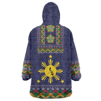 Philippines Merry Christmas Wearable Blanket Hoodie Maligayang Pasko with Parol and Xmas Pattern Barong Style