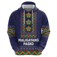 Philippines Merry Christmas Zip Hoodie Maligayang Pasko with Parol and Xmas Pattern Barong Style