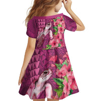Hawaiian Turtle Love Couple Family Matching Mermaid Dress and Hawaiian Shirt - Sweet Hibiscus and Kakau Pattern Rose Color