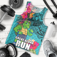 Hawaii Great Aloha Run 40th Anniversary Men Tank Top With Turtle Mascot Marathon Hibiscus and Kakau LT03 - Polynesian Pride