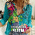 Hawaii Great Aloha Run 40th Anniversary Women Casual Shirt With Turtle Mascot Marathon Hibiscus and Kakau LT03 Female Turquoise - Polynesian Pride