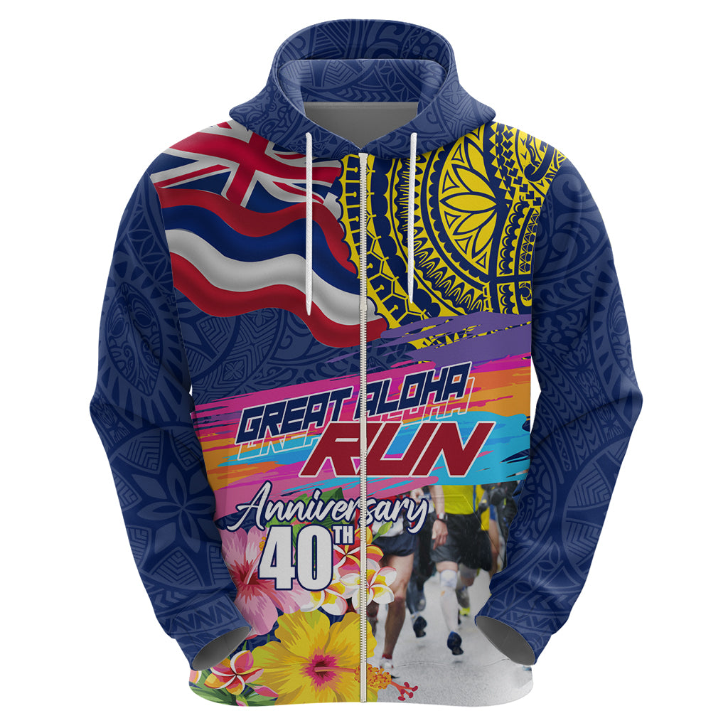 Hawaii Great Aloha Run 40th Anniversary Hoodie Hibiscus and Kakau Pattern LT03 - Polynesian Pride