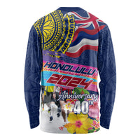 Hawaii Great Aloha Run 40th Anniversary Long Sleeve Shirt Hibiscus and Kakau Pattern LT03 - Polynesian Pride