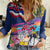 Hawaii Great Aloha Run 40th Anniversary Women Casual Shirt Hibiscus and Kakau Pattern LT03 Female Blue - Polynesian Pride