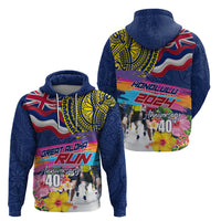 Hawaii Great Aloha Run 40th Anniversary Zip Hoodie Hibiscus and Kakau Pattern LT03 - Polynesian Pride