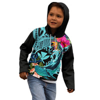 Hawaii Kid Hoodie Whale Mix Hibiscus and Kanaka Maoli LT03 - Polynesian Pride