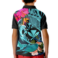 Hawaii Kid Polo Shirt Whale Mix Hibiscus and Kanaka Maoli LT03 - Polynesian Pride