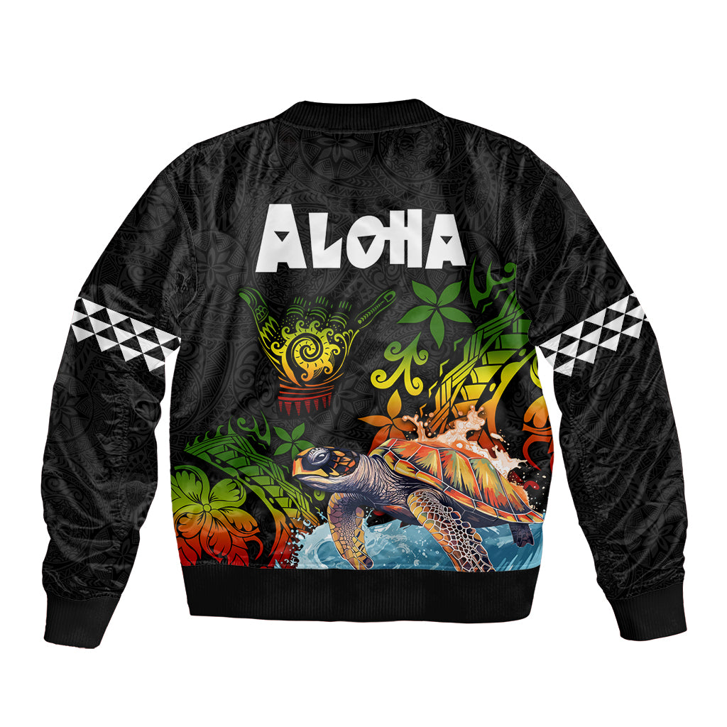 Hawaii Lei Day Bomber Jacket Hibiscus Wreath and Polynesian Pattern