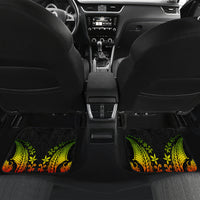 Hawaii Lei Day Car Mats Hibiscus Wreath and Polynesian Pattern LT03 Set 2pcs - Back Black - Polynesian Pride
