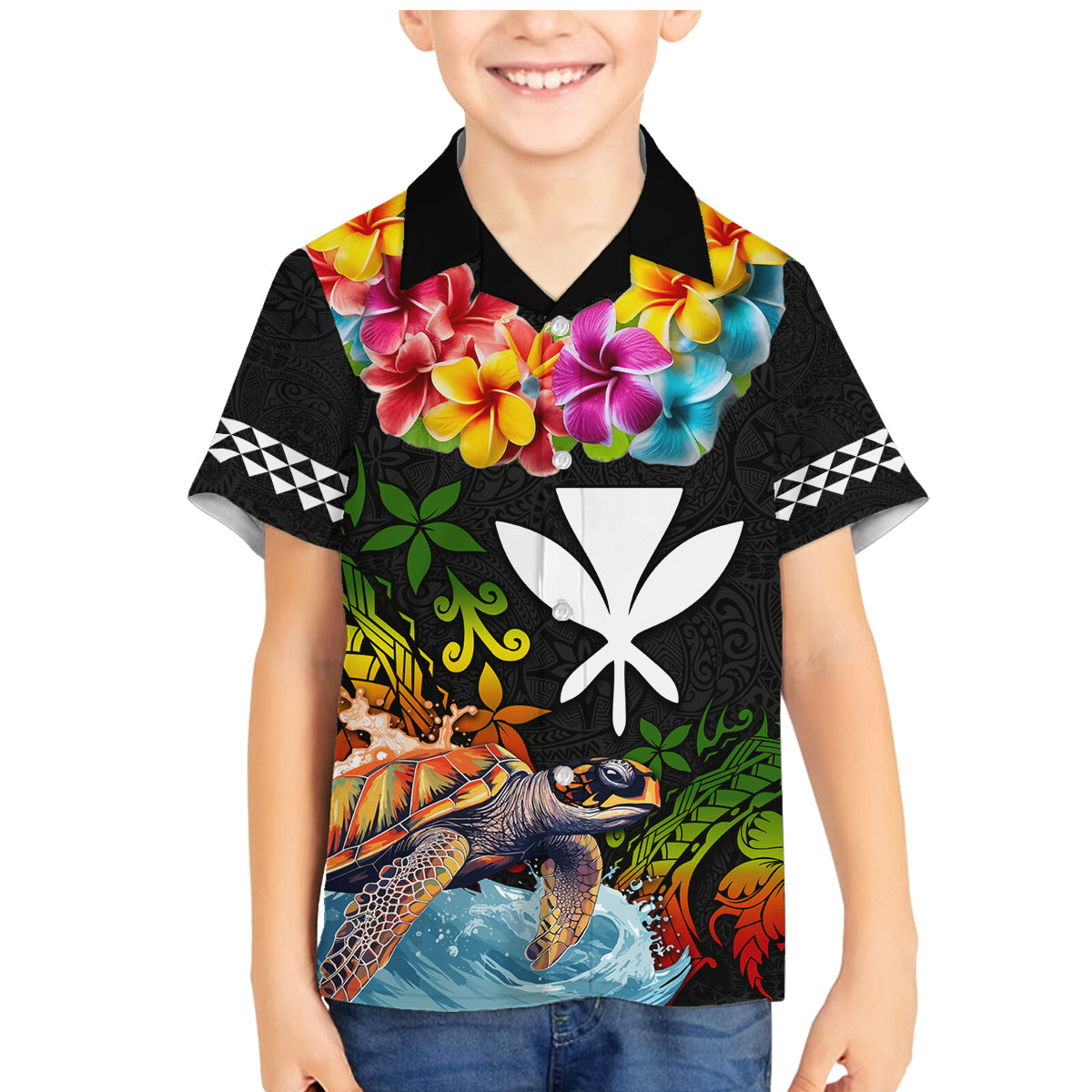 Hawaii Lei Day Family Matching Mermaid Dress and Hawaiian Shirt Hibiscus Wreath and Polynesian Pattern