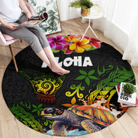 Hawaii Lei Day Round Carpet Hibiscus Wreath and Polynesian Pattern LT03 - Polynesian Pride