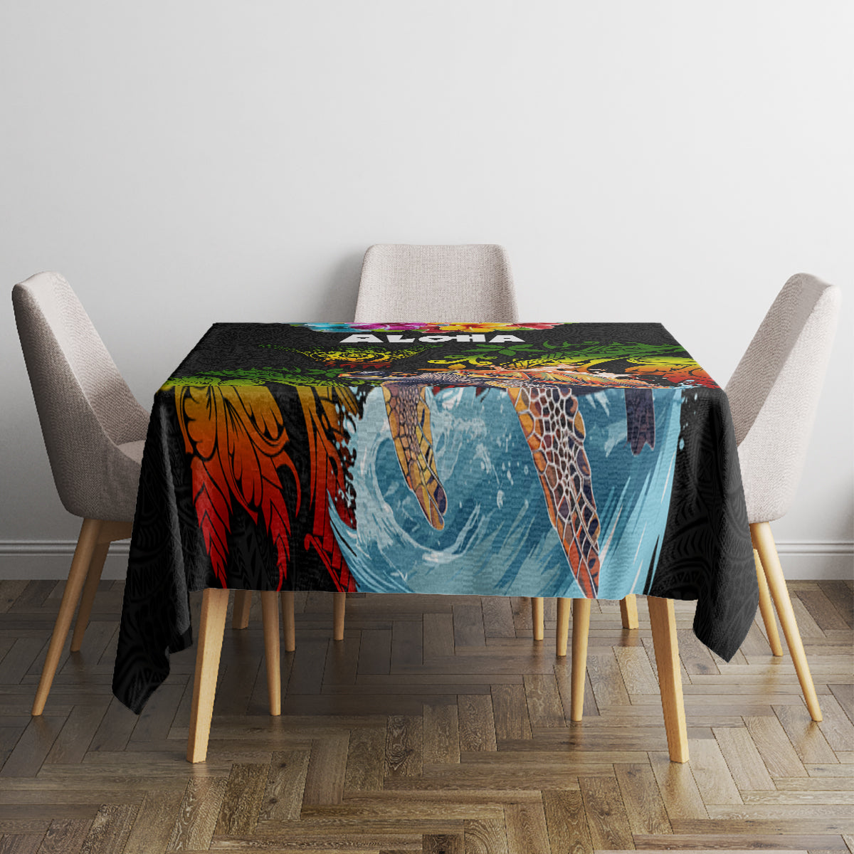 Hawaii Lei Day Tablecloth Hibiscus Wreath and Polynesian Pattern LT03 - Polynesian Pride