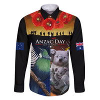 Australia and New Zealand ANZAC Day Family Matching Tank Maxi Dress and Hawaiian Shirt Tui Bird and Koala mix Maori and Aboriginal Pattern