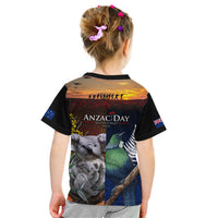 Australia and New Zealand ANZAC Day Kid T Shirt Tui Bird and Koala mix Maori and Aboriginal Pattern LT03 - Polynesian Pride