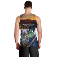 Australia and New Zealand ANZAC Day Men Tank Top Tui Bird and Koala mix Maori and Aboriginal Pattern