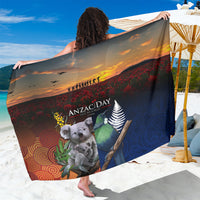 Australia and New Zealand ANZAC Day Sarong Tui Bird and Koala mix Maori and Aboriginal Pattern LT03 One Size 44 x 66 inches Black - Polynesian Pride