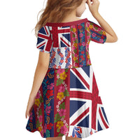 Hawaiian Lei Family Matching Off The Shoulder Long Sleeve Dress and Hawaiian Shirt National Flag Striped Style