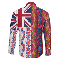 Hawaiian Lei Family Matching Off Shoulder Maxi Dress and Hawaiian Shirt National Flag Striped Style