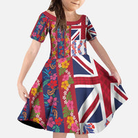 Hawaiian Lei Family Matching Short Sleeve Bodycon Dress and Hawaiian Shirt National Flag Striped Style