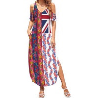 Hawaiian Lei Family Matching Summer Maxi Dress and Hawaiian Shirt National Flag Striped Style