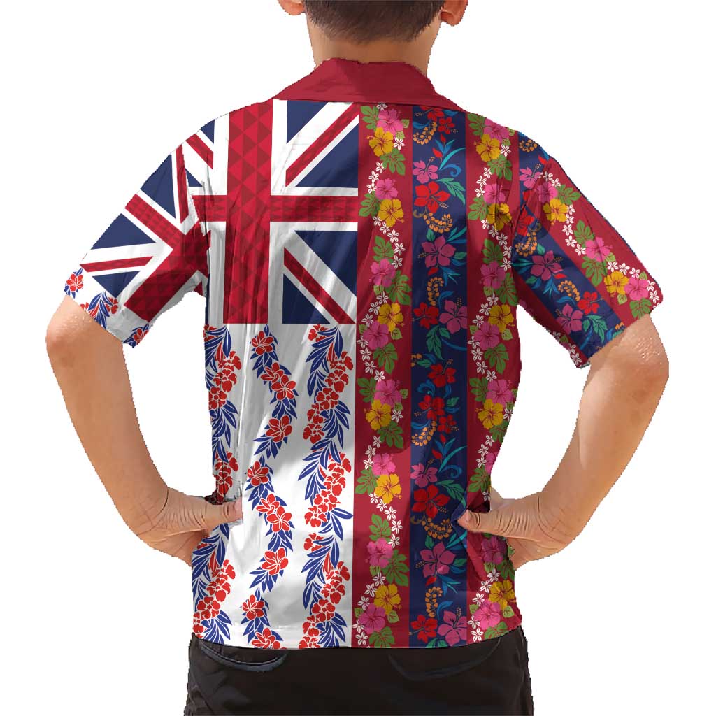 Hawaiian Lei Kid Hawaiian Shirt National Flag Striped Style