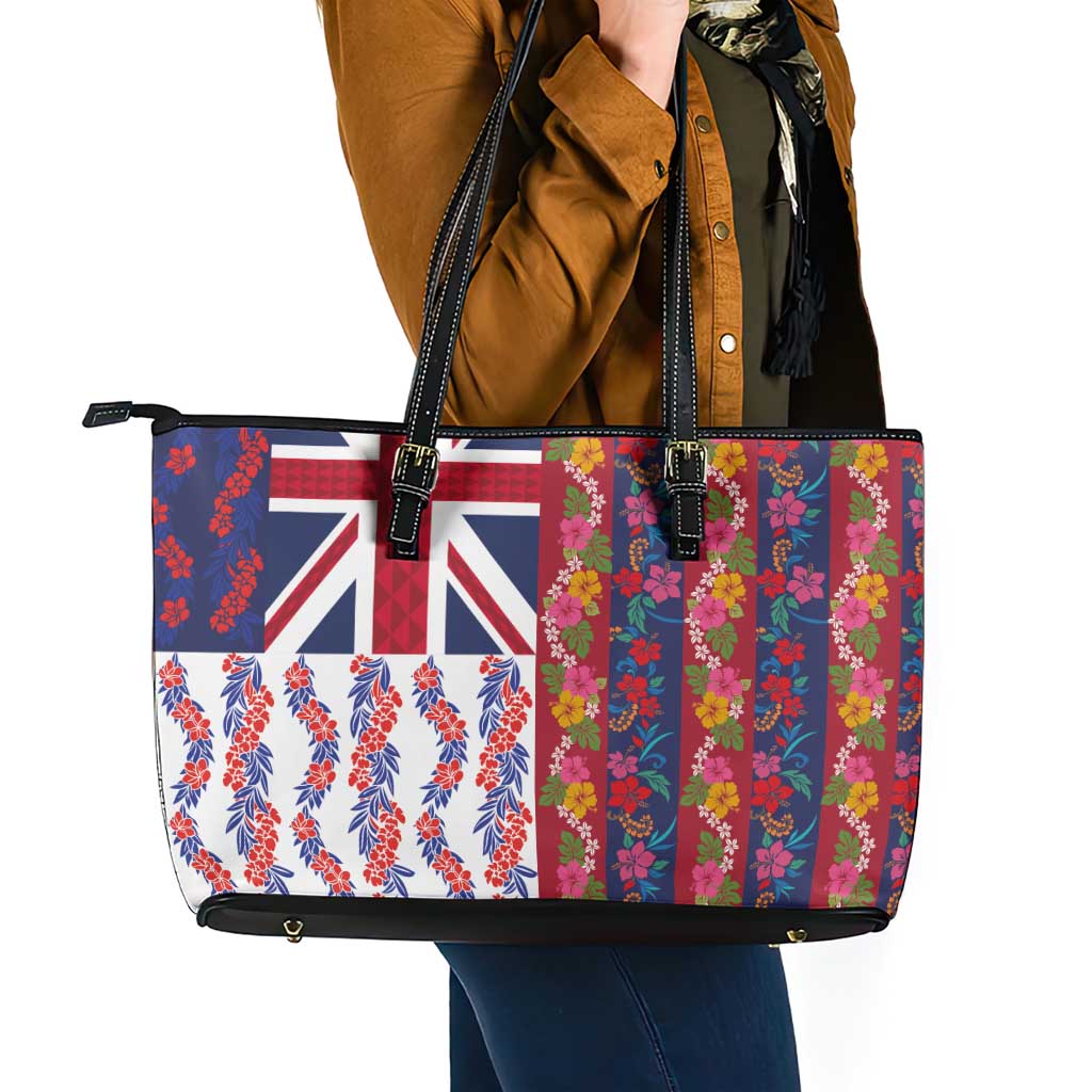 Hawaiian Lei Leather Tote Bag National Flag Striped Style