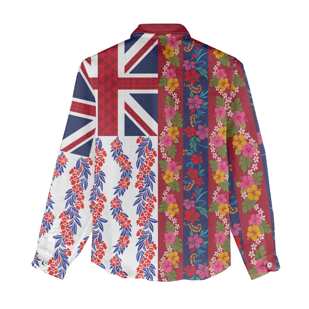 Hawaiian Lei Women Casual Shirt National Flag Striped Style