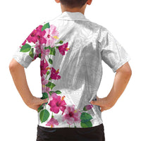 Hawaiian Hibiscus and Art Polynesian Tattoo Family Matching Summer Maxi Dress and Hawaiian Shirt White Color