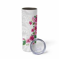 Hawaiian Hibiscus and Art Polynesian Tattoo Skinny Tumbler White Color