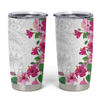 Hawaiian Hibiscus and Art Polynesian Tattoo Tumbler Cup White Color