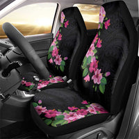 Hawaiian Hibiscus and Art Polynesian Tattoo Car Seat Cover Black Color