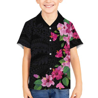 Hawaiian Hibiscus and Art Polynesian Tattoo Hawaiian Shirt Black Color