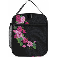 Hawaiian Hibiscus and Art Polynesian Tattoo Lunch Bag LT03 10.2 × 8.3 × 4.3 inch Black - Polynesian Pride