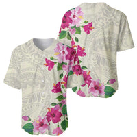 Hawaiian Hibiscus and Art Polynesian Tattoo Baseball Jersey Beige Color LT03 - Polynesian Pride