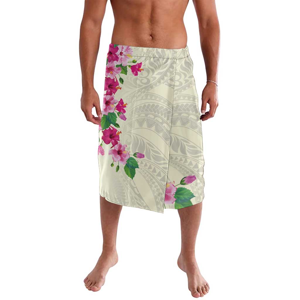Hawaiian Hibiscus and Art Polynesian Tattoo Lavalava Beige Color LT03 Beige - Polynesian Pride