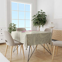 Hawaiian Hibiscus and Art Polynesian Tattoo Tablecloth Beige Color