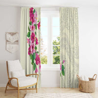 Hawaiian Hibiscus and Art Polynesian Tattoo Window Curtain Beige Color