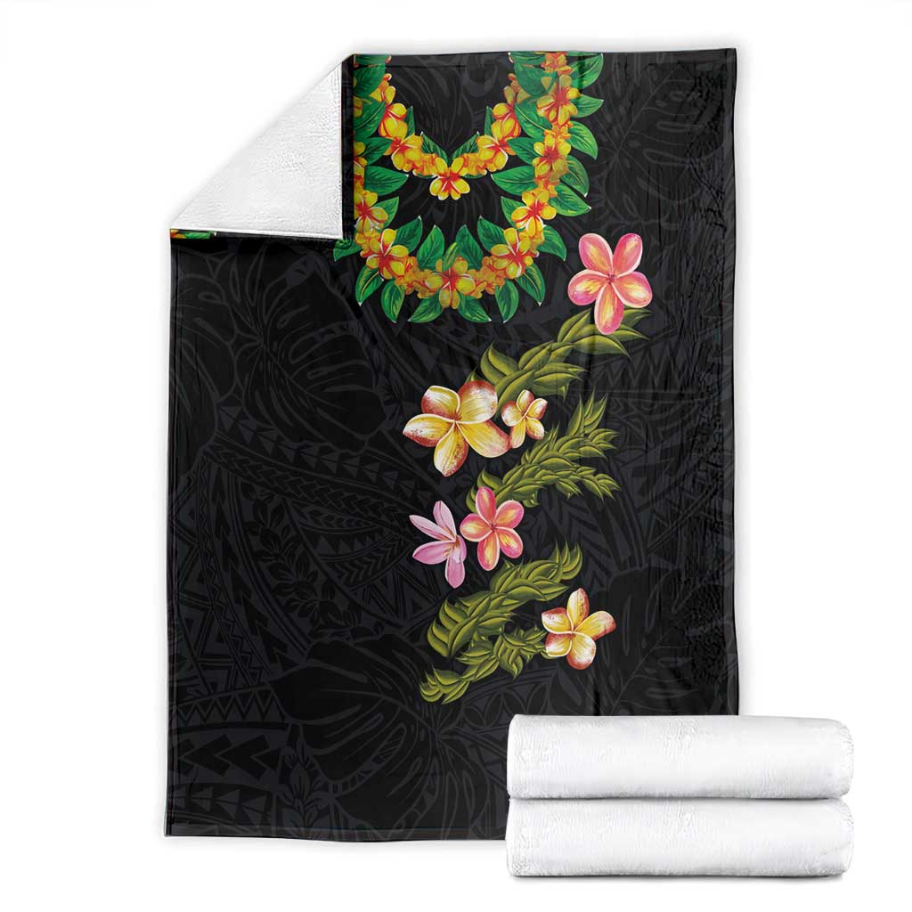 Hawaiian Lei Plumeria and Tropical Leaves Blanket Watercolor Style LT03 - Polynesian Pride