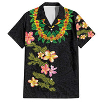Hawaiian Lei Plumeria and Tropical Leaves Family Matching Long Sleeve Bodycon Dress and Hawaiian Shirt Watercolor Style