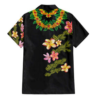 Hawaiian Lei Plumeria and Tropical Leaves Family Matching Mermaid Dress and Hawaiian Shirt Watercolor Style