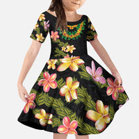 Hawaiian Lei Plumeria and Tropical Leaves Family Matching Off Shoulder Maxi Dress and Hawaiian Shirt Watercolor Style
