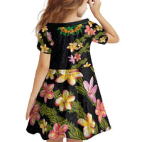 Hawaiian Lei Plumeria and Tropical Leaves Family Matching Off Shoulder Maxi Dress and Hawaiian Shirt Watercolor Style