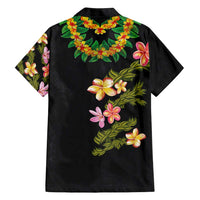 Hawaiian Lei Plumeria and Tropical Leaves Family Matching Summer Maxi Dress and Hawaiian Shirt Watercolor Style