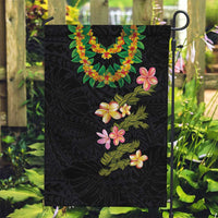 Hawaiian Lei Plumeria and Tropical Leaves Garden Flag Watercolor Style