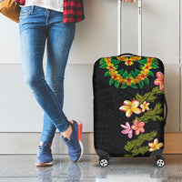 Hawaiian Lei Plumeria and Tropical Leaves Luggage Cover Watercolor Style